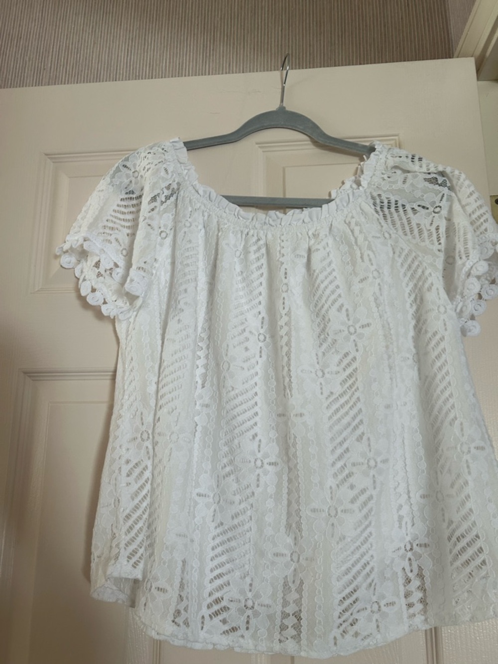 Off-Shoulder Lace Top - White